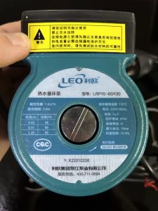 密码保护：利欧热水循环屏蔽泵LRP15-60/130实拍配件数据照片参数-保定市安德优安装维修售后服务记录