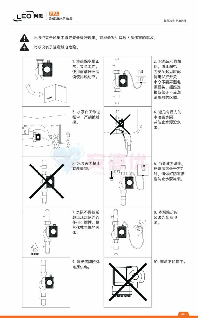 图片[4]-利欧水泵RPA永磁变频循环屏蔽泵使用说明书-保定市安德优安装维修售后服务记录