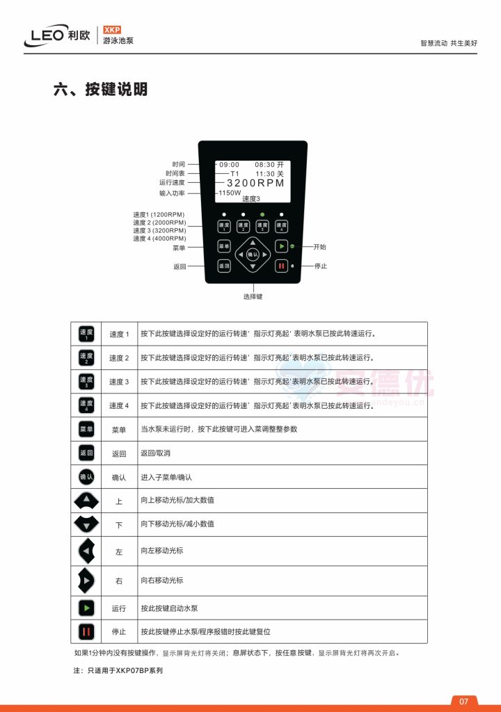 图片[7]-利欧水泵XKP-BP永磁变频泳池泵使用说明书-保定市安德优安装维修售后服务记录