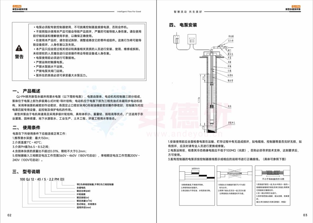 图片[4]-利欧水泵QJ-PM永磁变频深井泵使用说明书-保定市安德优安装维修售后服务记录